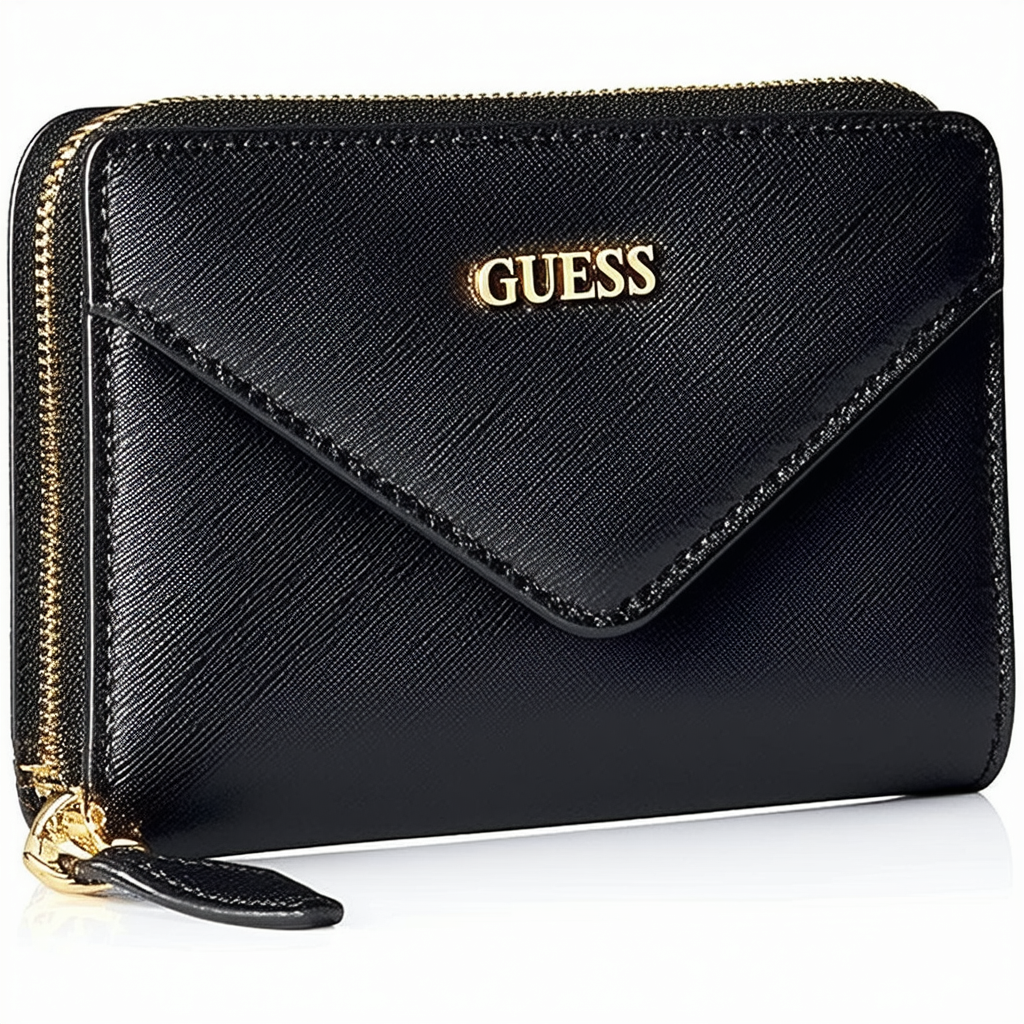 Guess Women's Nohea TOP Zip Travel Accessory-Envelope Card Holder, Black, One Size