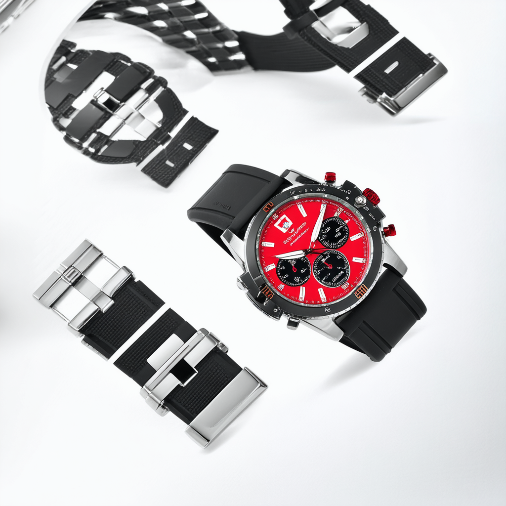 Swiss Legend Men's 30021-05 Ambassador Red Dial Black Silicone Watch