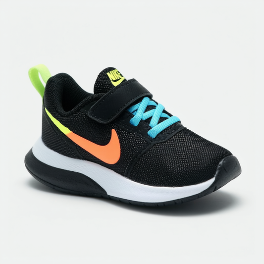 Nike Baby Revolution 5 Velcro Running Shoe, Black/Lemon Venom-Laser Blue-Hyper Crimson