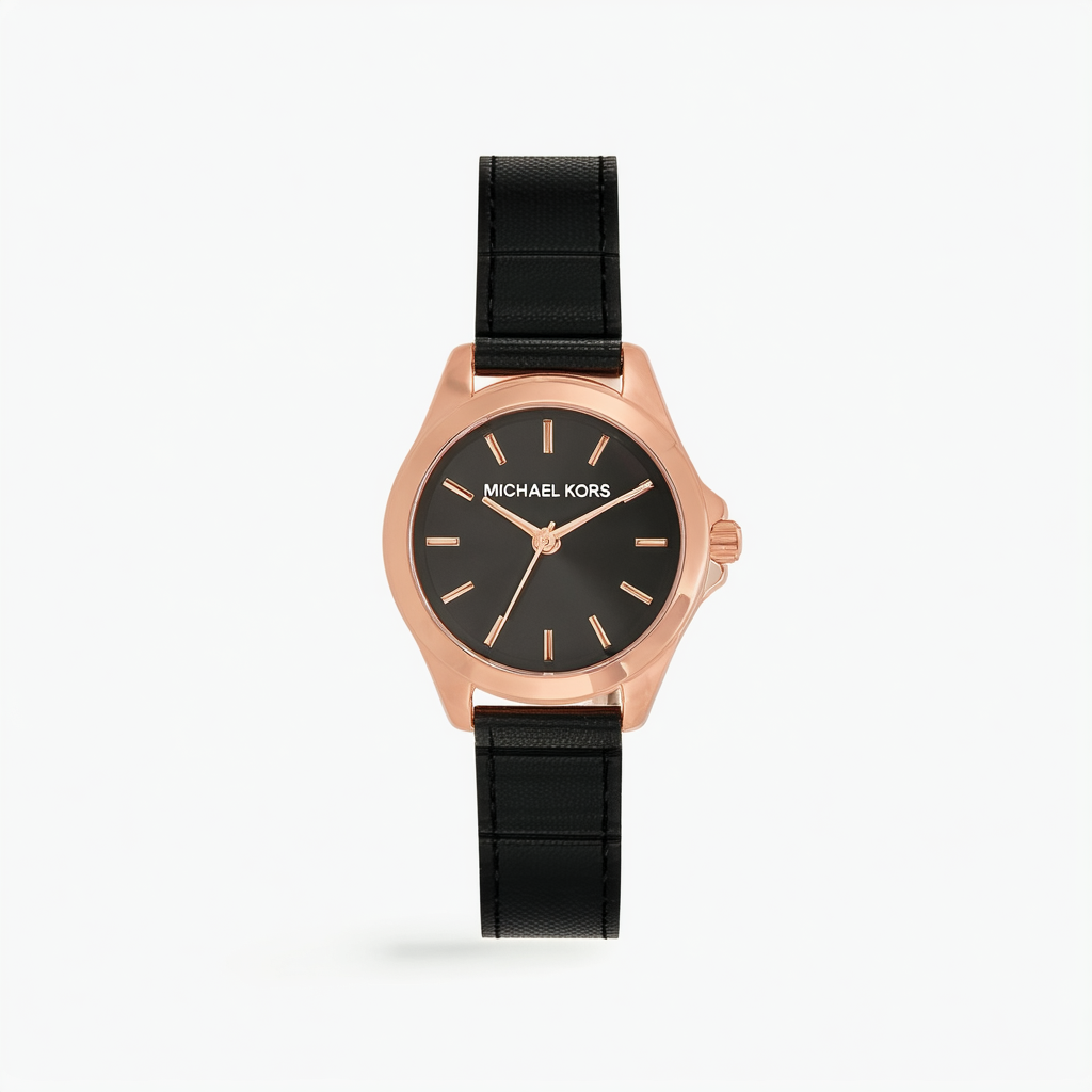 Michael Kors MK2322 Ladies Rose Gold and Black Slim Runway Watch