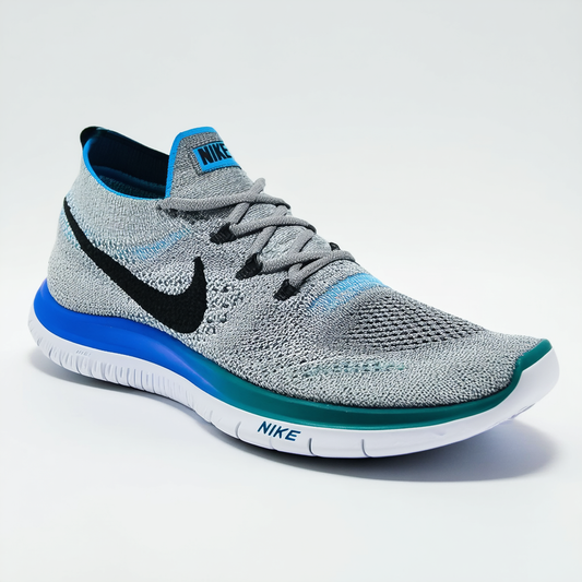 Nike Men's Free Flyknit Chukka Wolf Grey/PHT Blue/Brv Bl/Elctrc G Running Shoe 9.5 Men US