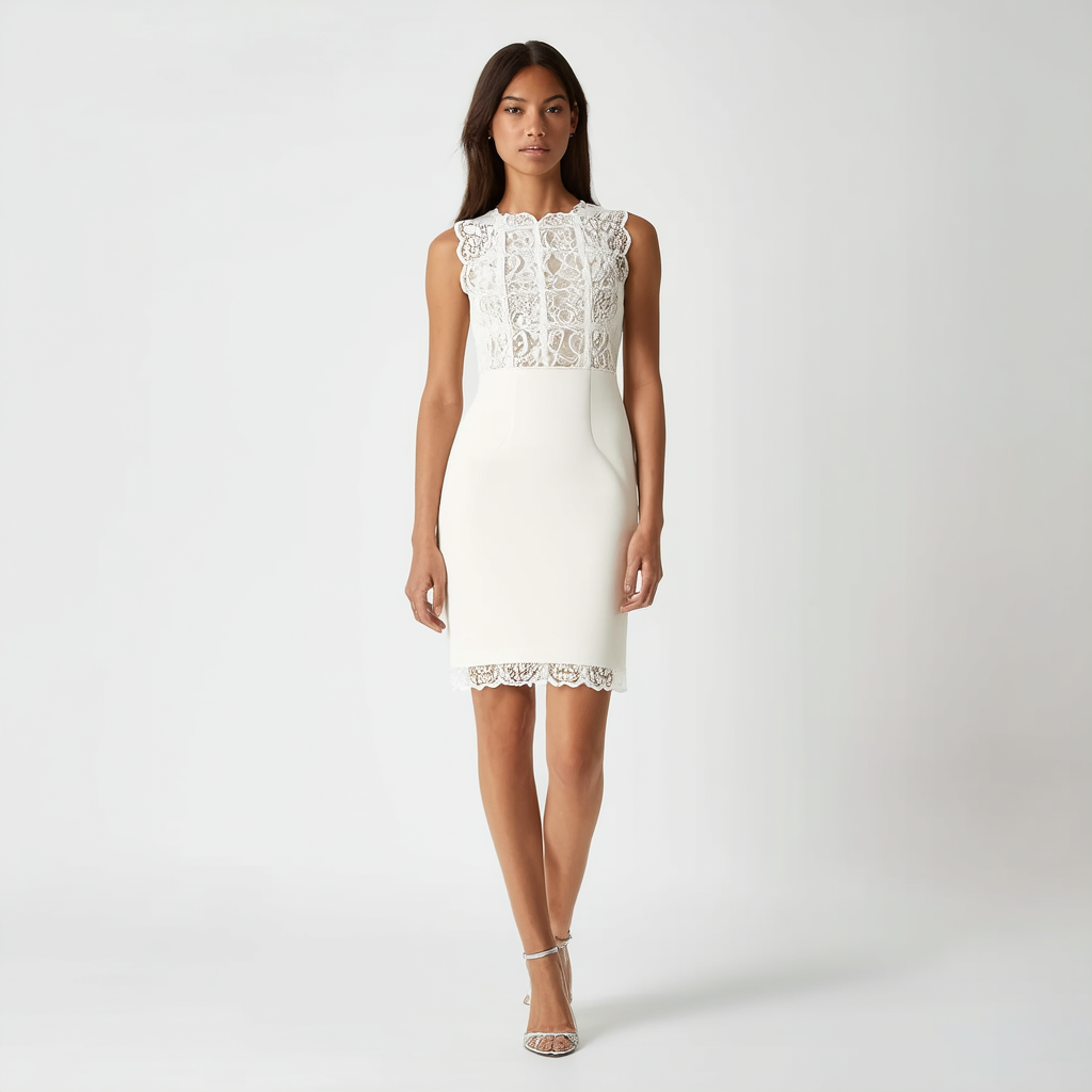 Calvin Klein Women's Sleeveless Sheath with Novelty Lace Trim Dress