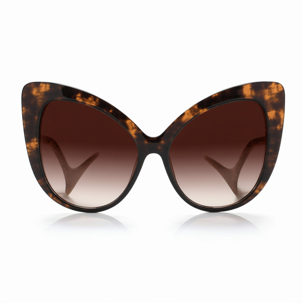 Glamourous Womens Large Oversized Butterfly Shape Cateye Sunglasses (Brown)