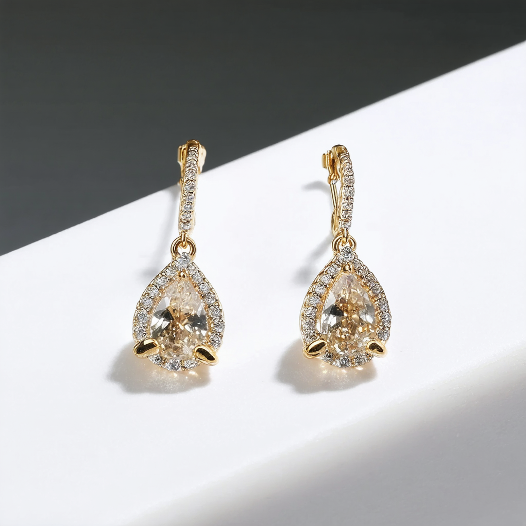 Amazon Collection Sterling Silver Faceted Gold Plated Gemstone Drop Earrings