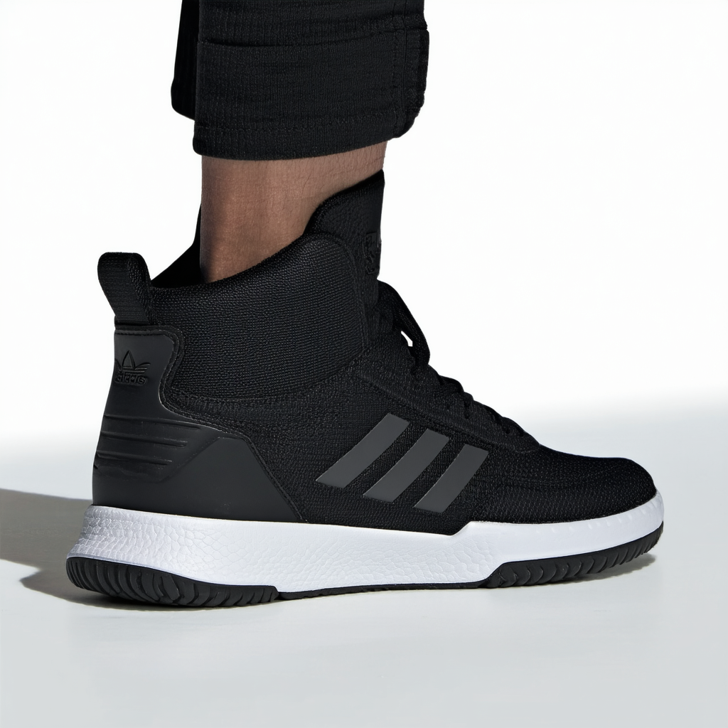 adidas Men's Hoops 2.0 Mid Sneaker, Black/Black/Carbon, 10 M US