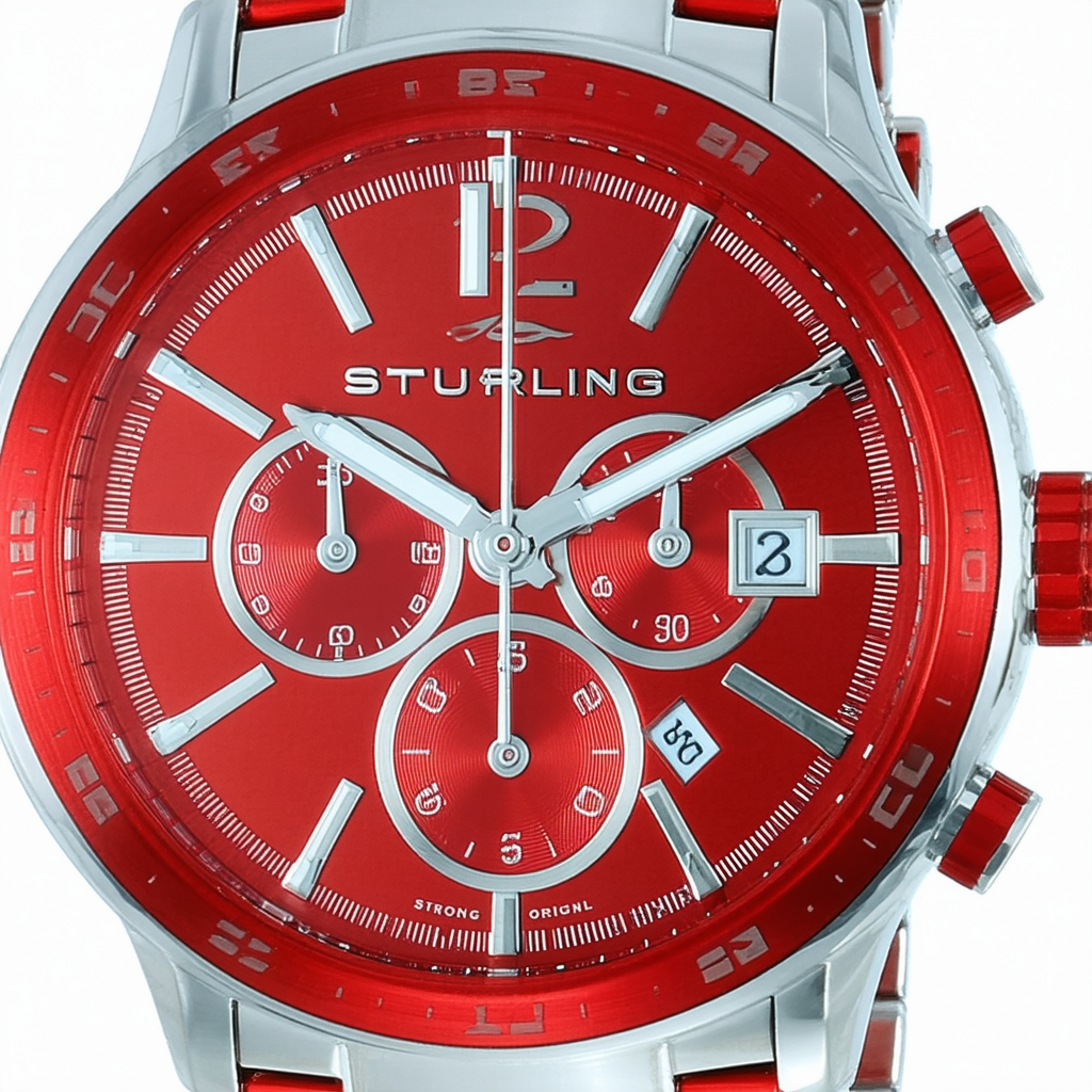 Stuhrling Original Men's 284A.3356H40 Metropolis Chronograph Swiss Quartz Chronograph Red Watch
