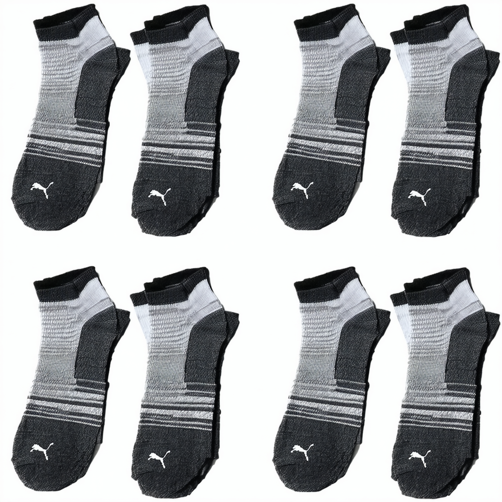 6 Pair Men's Puma Low Cut Athletic Sport Socks (Dark Heathered Grey Striped)