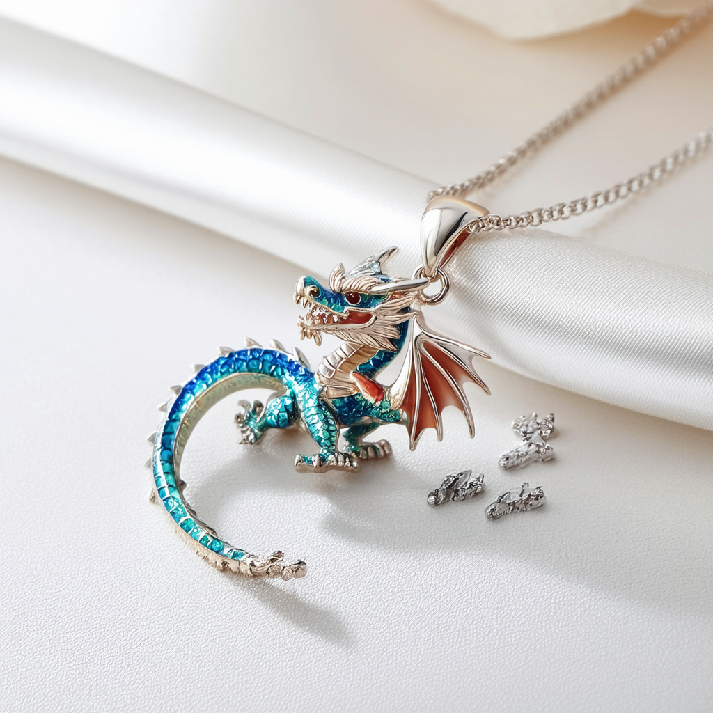 Enamel Alloy Dragon Necklace Fantasy Dinosaur Pendant Fashion Jewelry For Women Girls Charm Gift