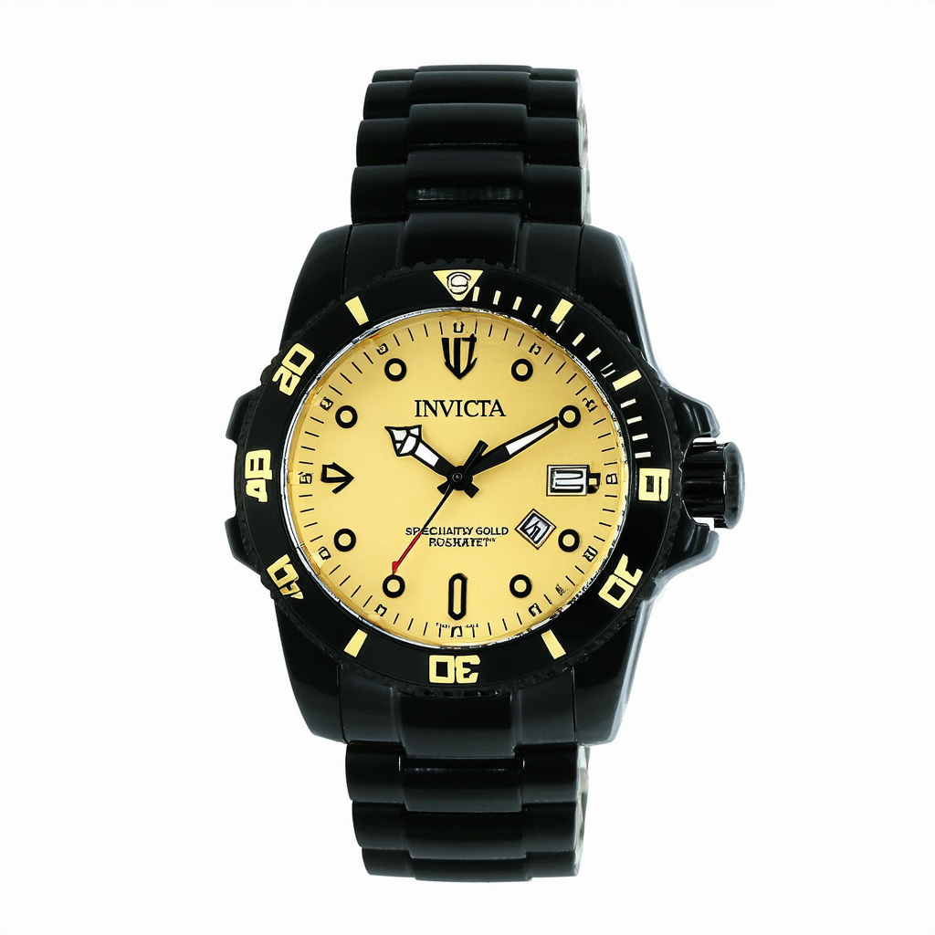 Invicta Men's 14334 Specialty Gold Dial Black Polyurethane Watch
