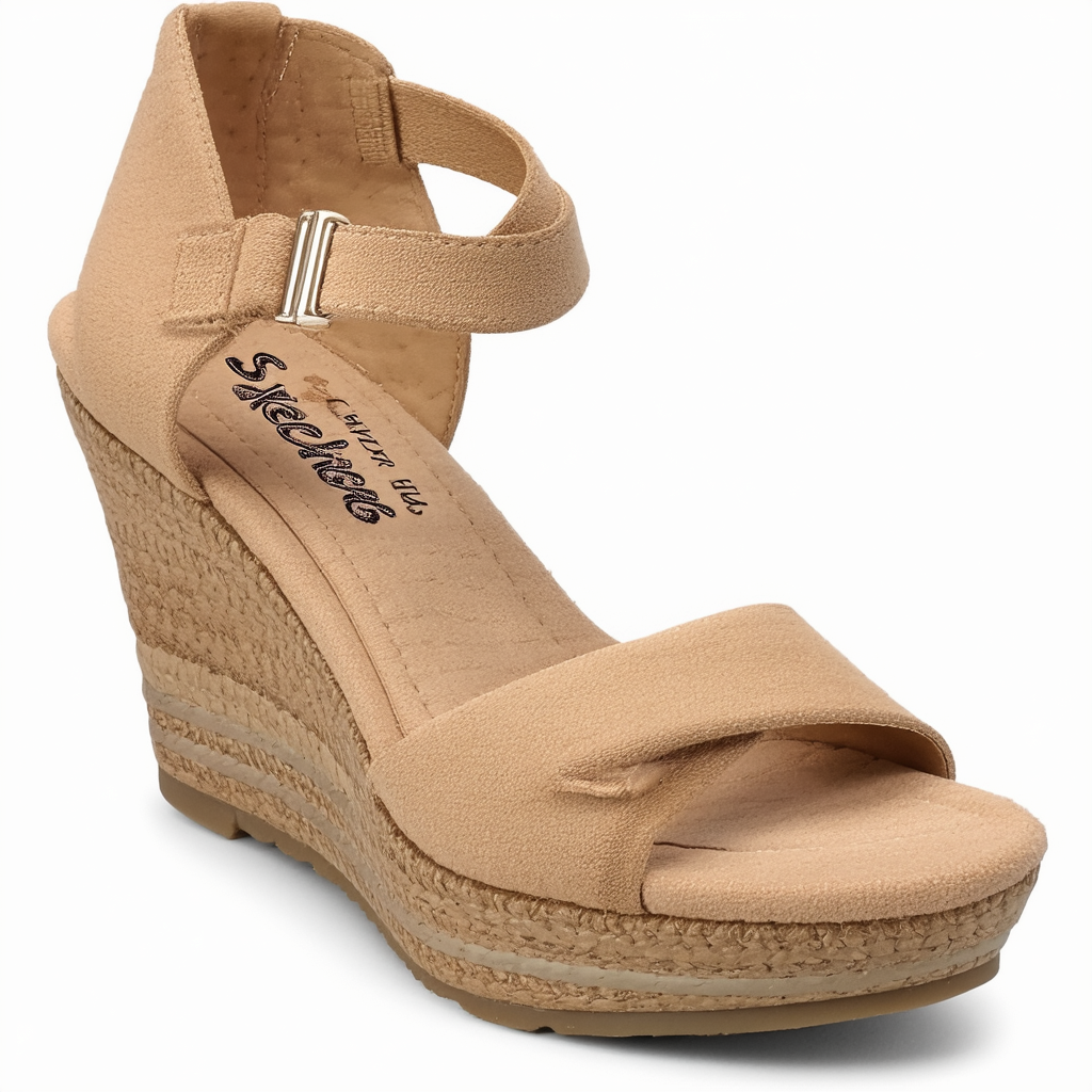 Skechers USA Women's Cutting Edge-Quarter Strap Wedge Sandal