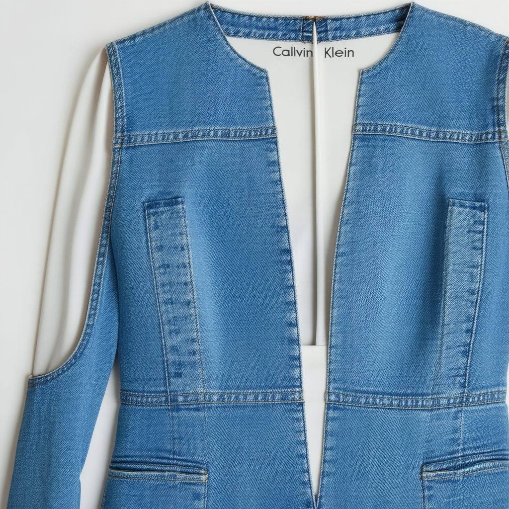 Calvin Klein Women's Denim Sheath Dress with Neck Cut Out