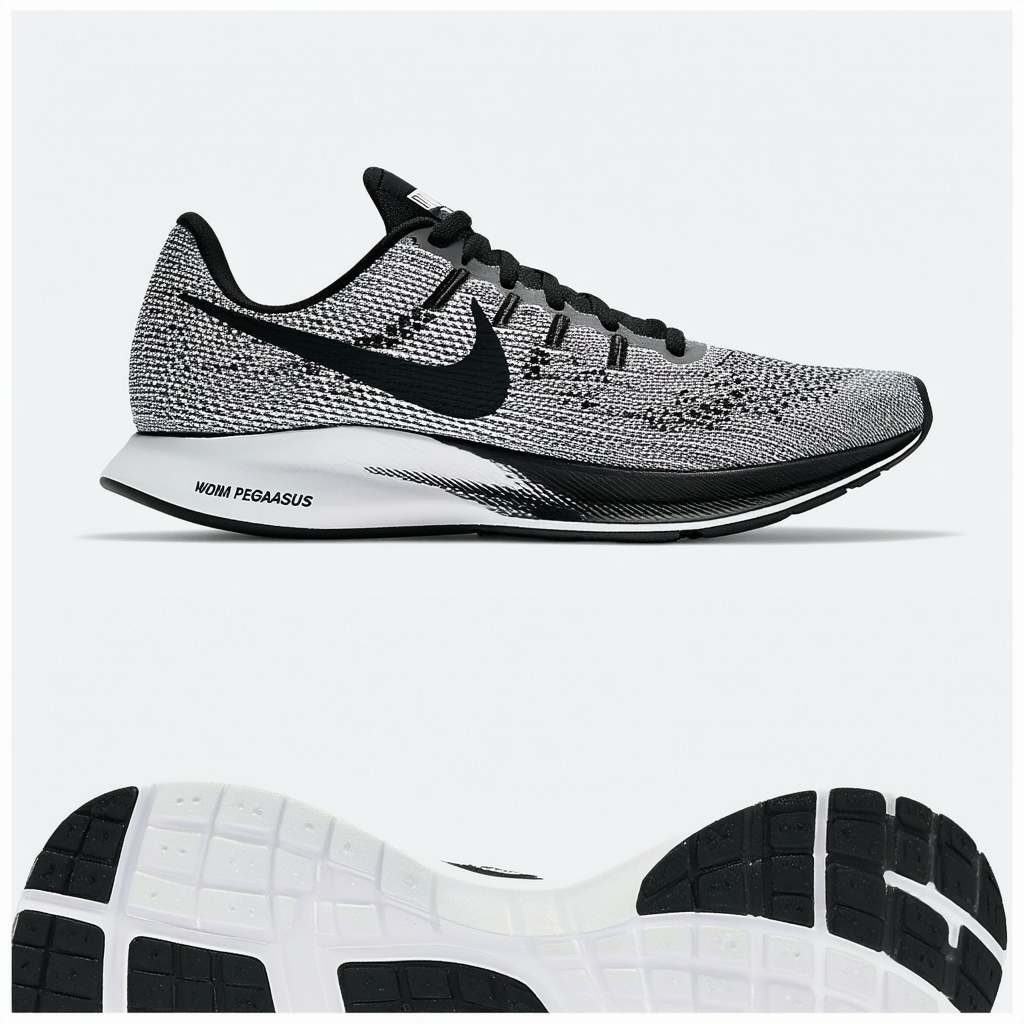 Nike Women's Air Zoom Pegasus 32 Print Running Shoe Black/White Size 9