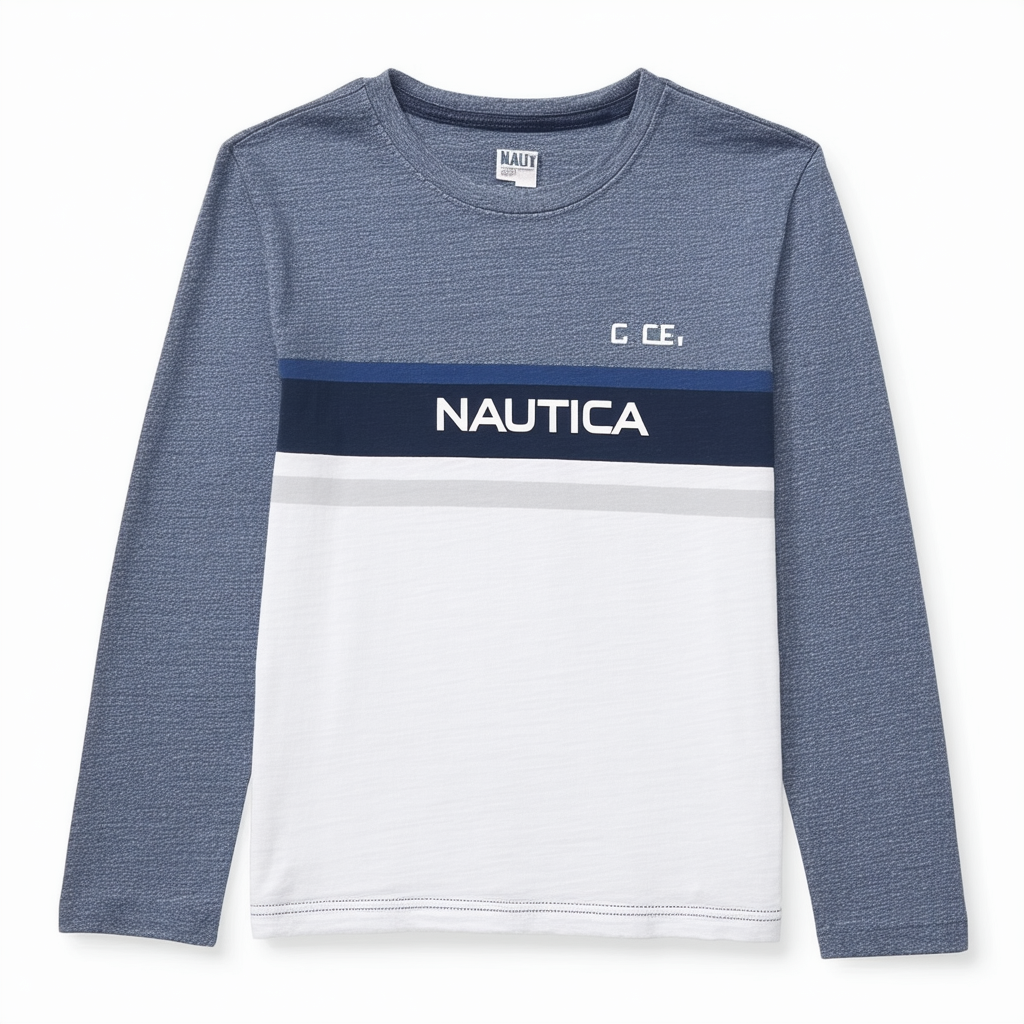 Nautica Boys' Long Sleeve Graphic Crew Neck T-Shirt Legacy