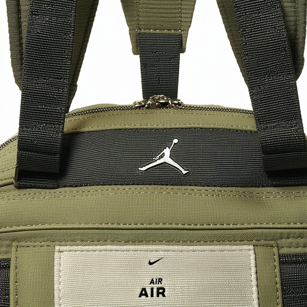 Nike Air Jordan MA-1 Backpack (One Size, Olive Canvas/Metallic Gold)