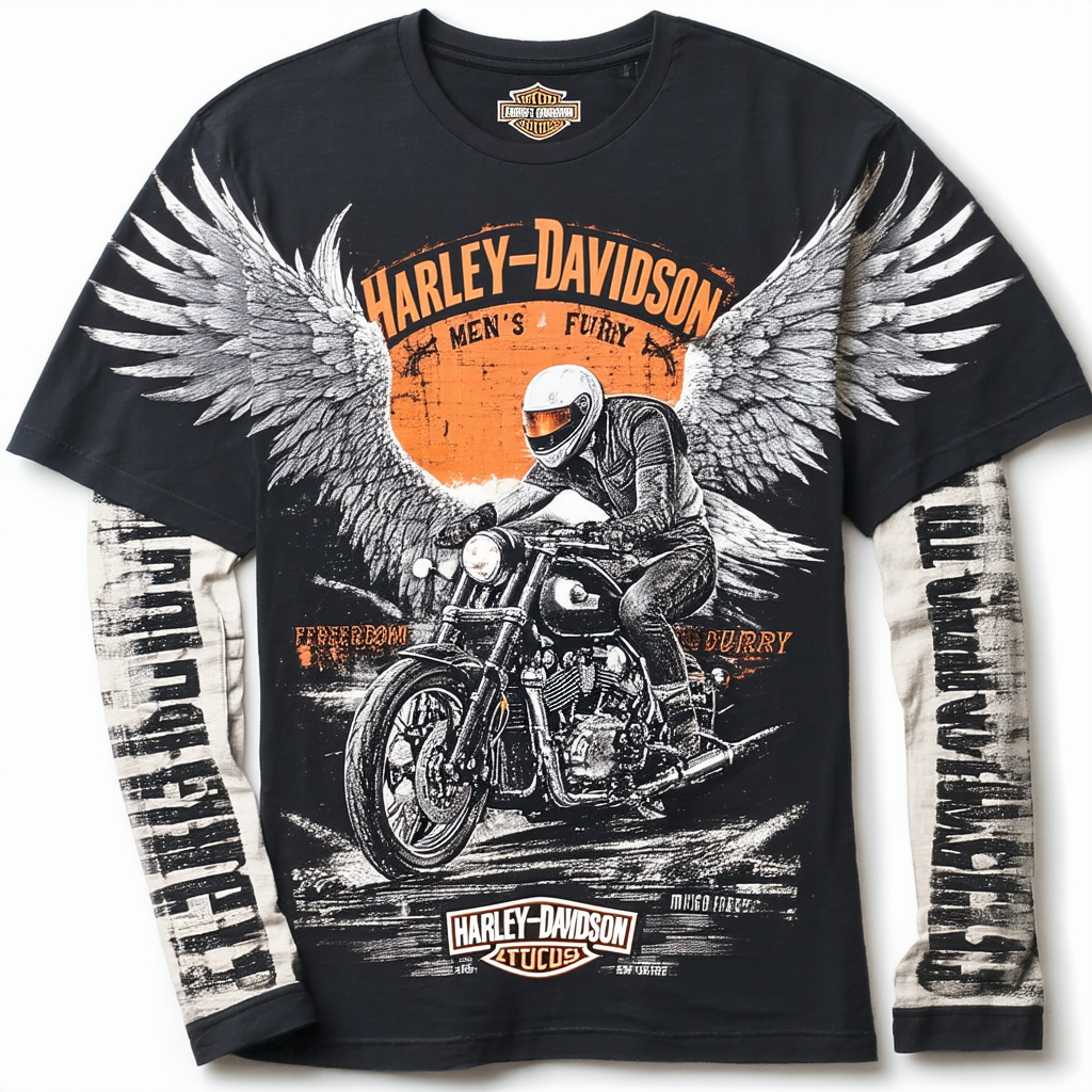 Harley-Davidson Men's Freedom & Fury Mixed Short Sleeve T-Shirt, Black