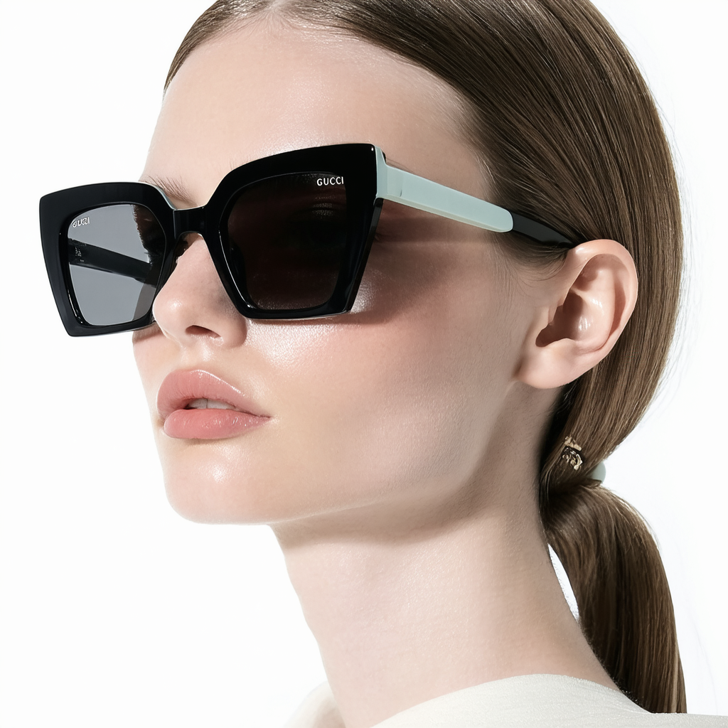 Gucci Women's Fluo Narrow Acetate Sunglasses, Bilayer Black/Grey, One Size