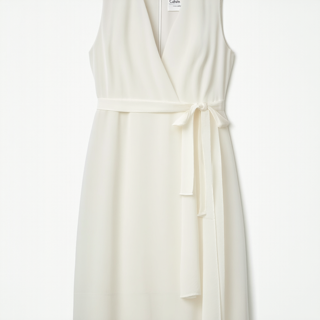 Calvin Klein Women's Sleeveless Chiffon A-line with Self Sash Dress