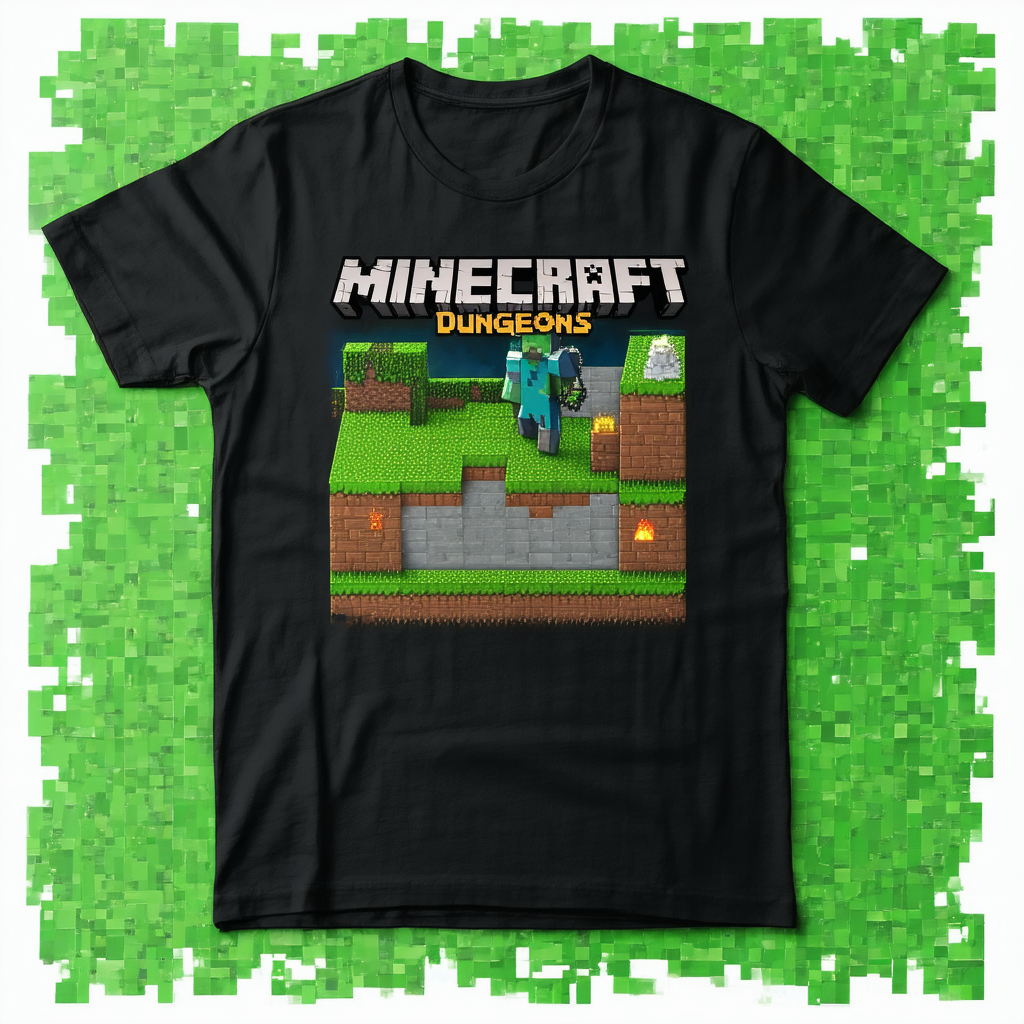 Minecraft Dungeons Video Game Mens Black Short Sleeve Shirt
