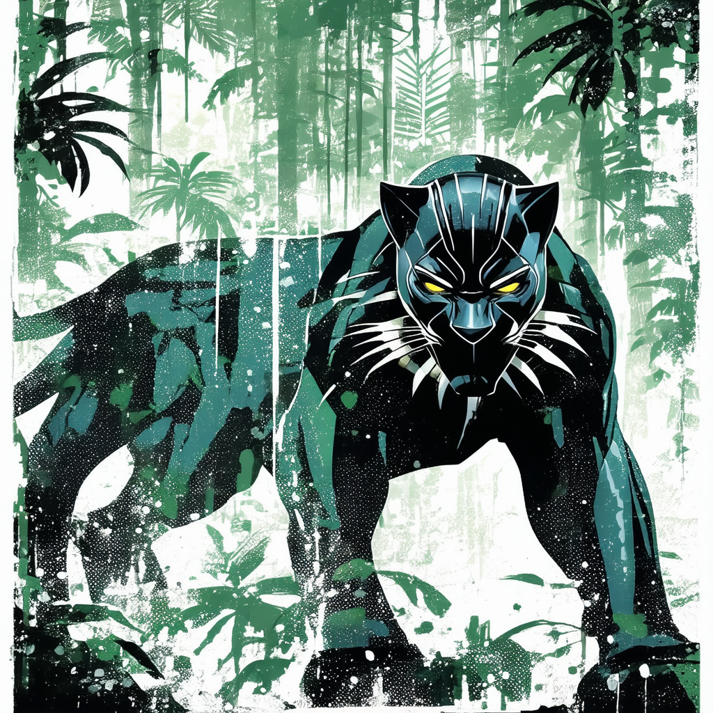 Men's Marvel Black Panther 2018 Jungle Silhouette T-Shirt