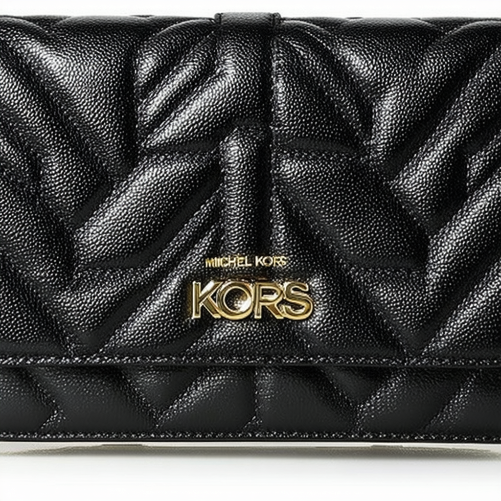 Michael Kors Astrid Quilt Leather Carryall Wallet (Black/Gold)