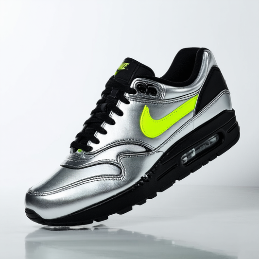 Nike Men's Air Max 1 FB Premium QS, Metallic Silver/Black-Volt, 9 M US