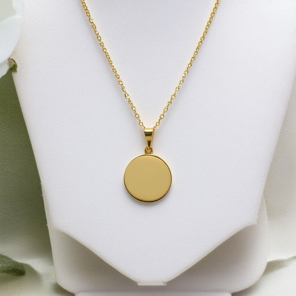 Amazon Collection 14k Yellow Gold Circle Pendant Necklace, 18"