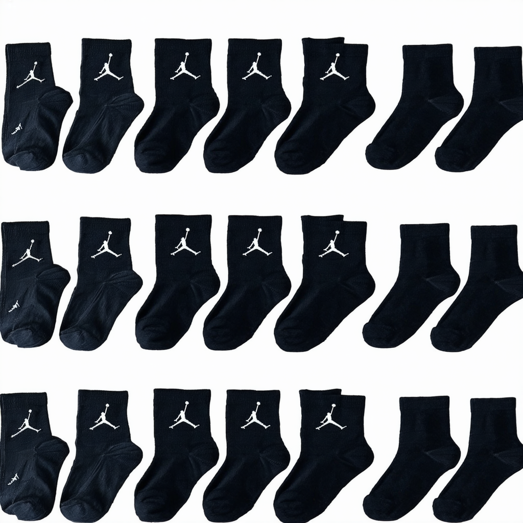 Nike Jordan 6 Pack Kids Crew Socks Size 7-9 (3y-5y) - Black