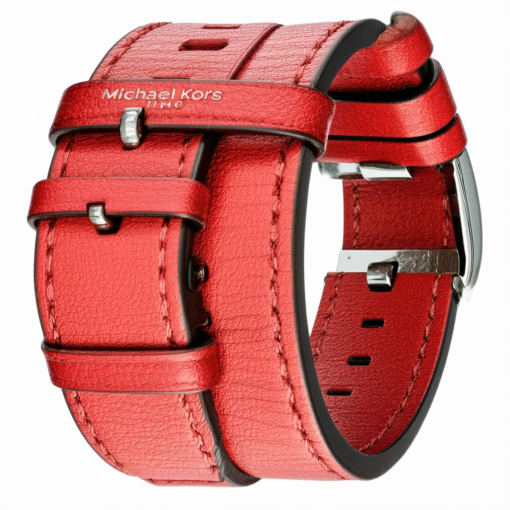 Michael Kors Women's Sofie Leather Strap, Red, 18 (Model: MKT9080)