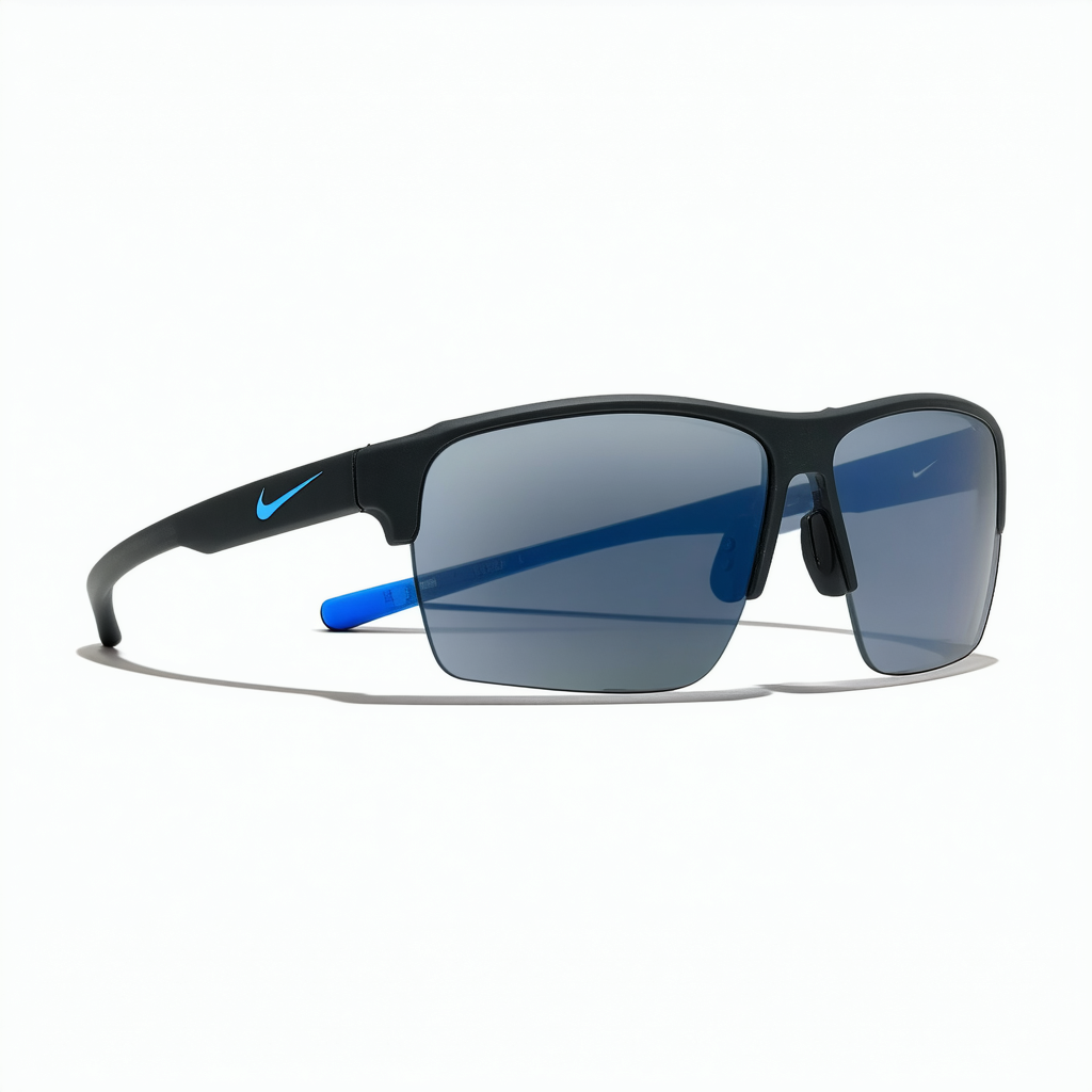 Nike Grey with Flash Lens Grind R Sunglasses, Matte Black/Military Blue