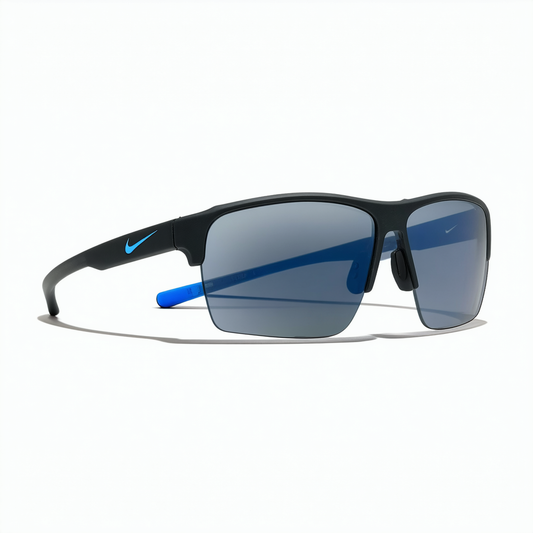 Nike Grey with Flash Lens Grind R Sunglasses, Matte Black/Military Blue