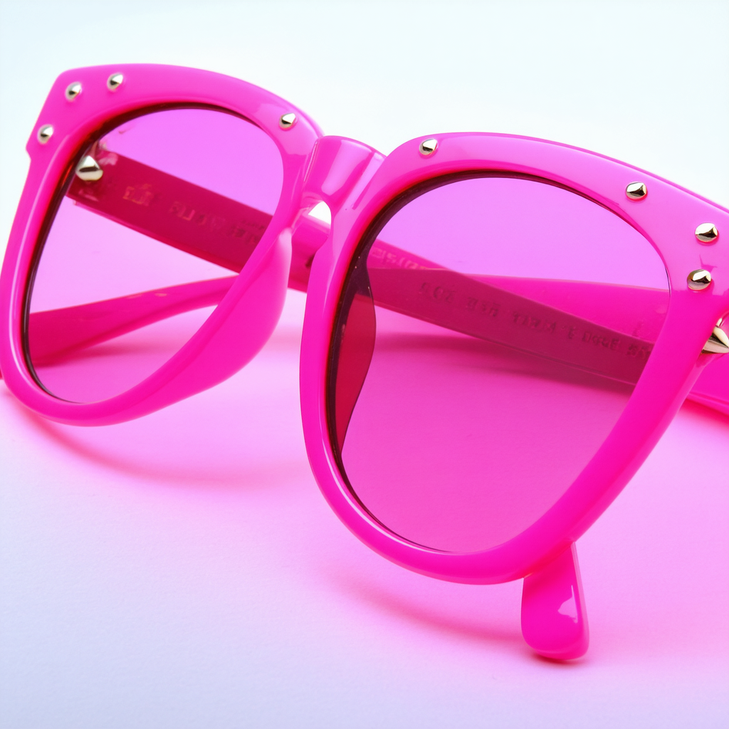 Celebrity Studded Party Rock Clubbing Neon 80s Retro Horn Rimmed Sunglasses (Pink)