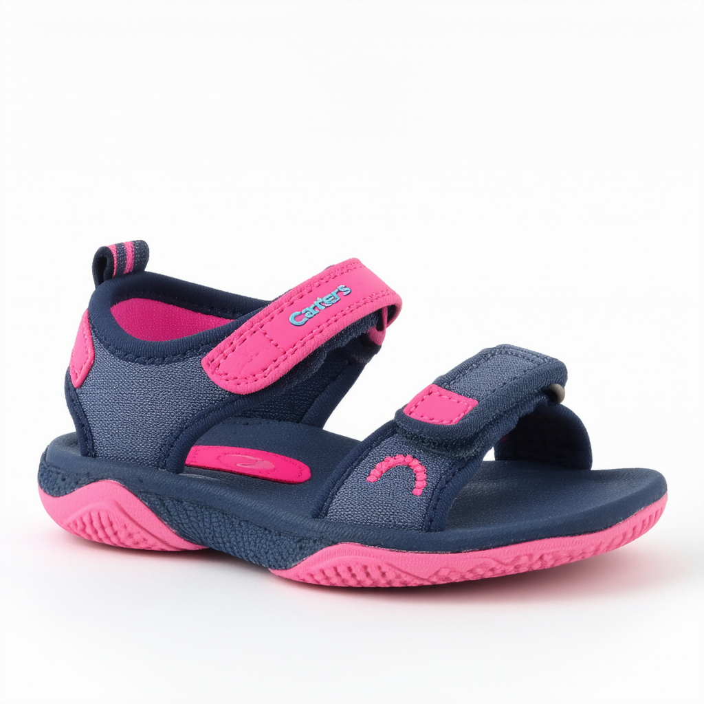 Carter's Girls Salinas Sport Sandal, Navy & Pink, 4 Toddler