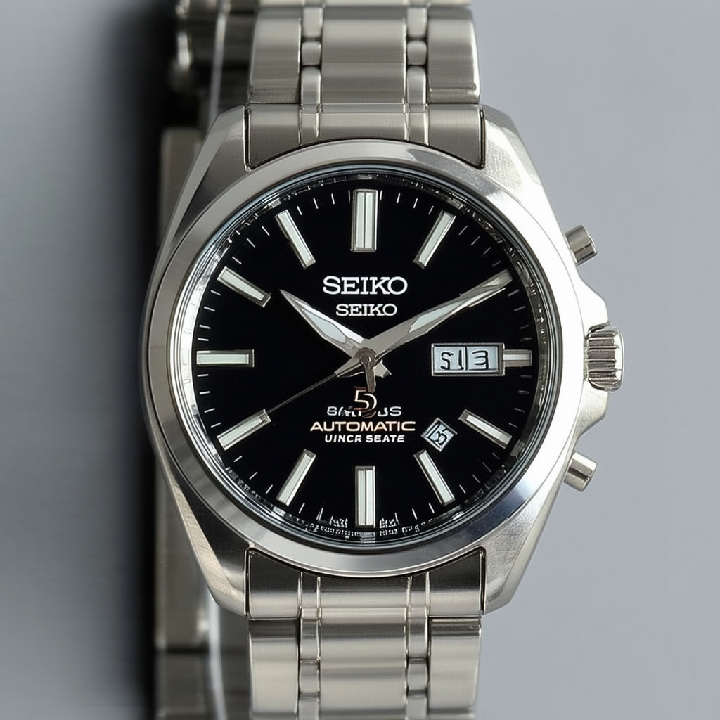 Seiko 5 Automatic Black Dial Stainless Steel Mens Watch SSA049