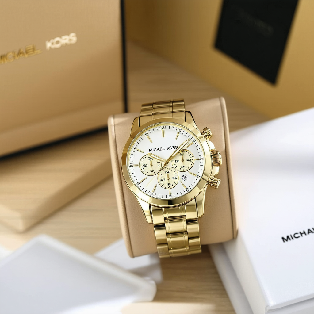 Michael Kors Women's Ritz Chronograph Gold Tone Stainless Steel Watch MK6597