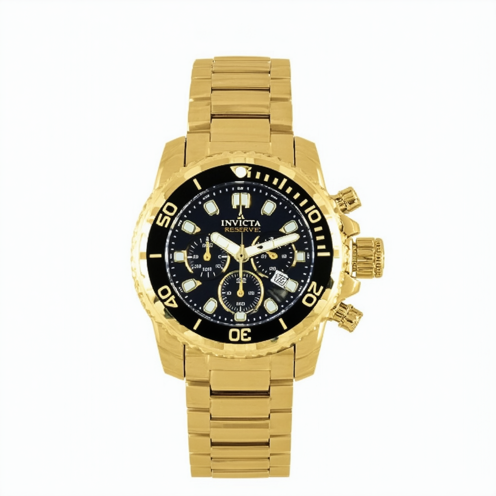 Invicta Men's Reserve Quartz Diving Watch with Stainless Steel Strap, Gold, 26 (Model: 27702)
