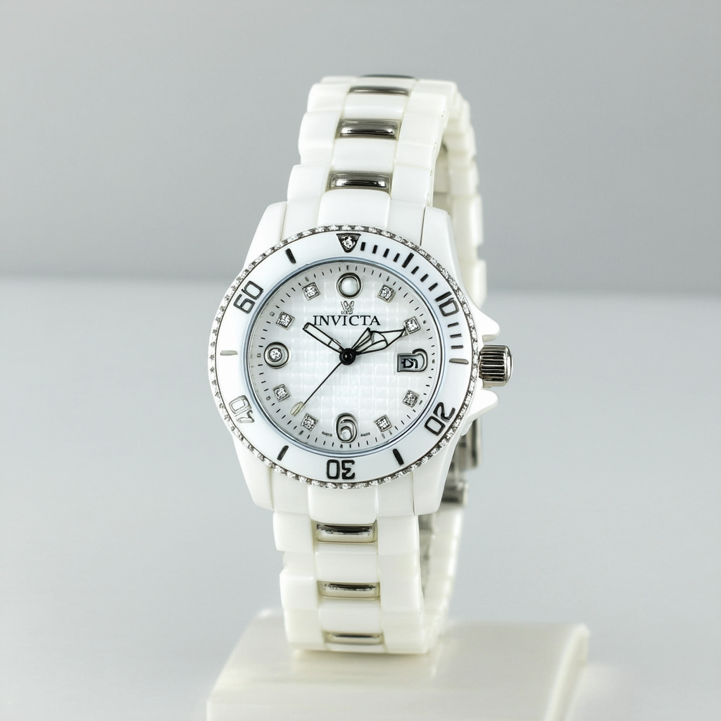 Invicta Women's 10265 Ceramics Diamond Accented White Dial White Ceramic Watch