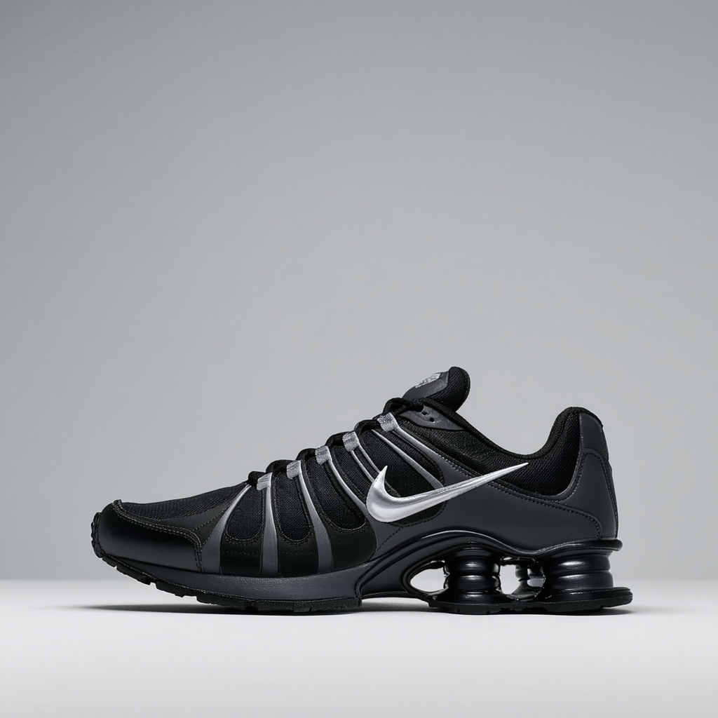 Nike Men's Shox NZ Black/Black/Mtllc Slvr/Drk Gry Running Shoe 9.5 Men US