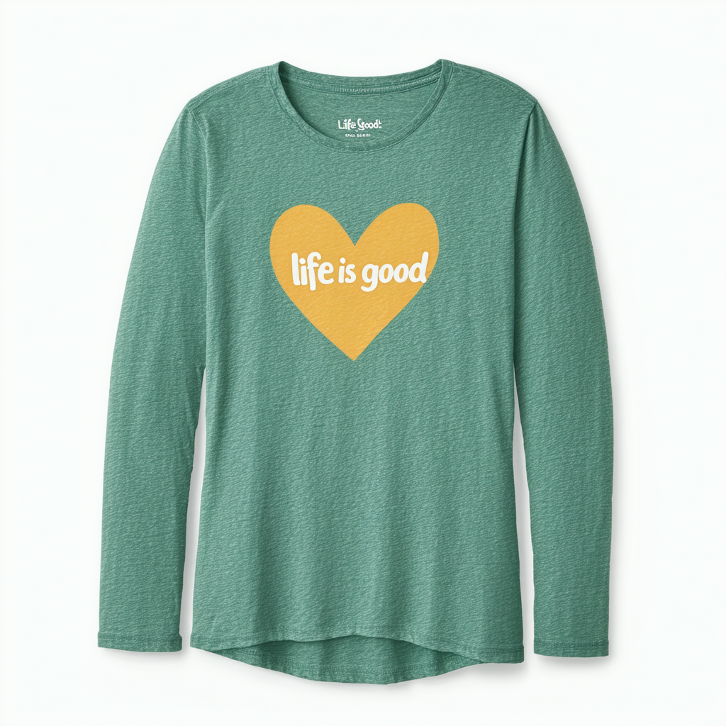 Life is Good Women's Crusher Long Sleeve Give Heart T-Shirt (Retro Green)