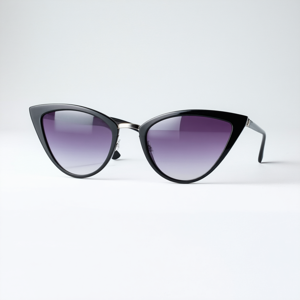 Women's Bold Metal Frame Cutout Gradient Lens Cat Eye Sunglasses 59mm (Black-Black/Lavender)