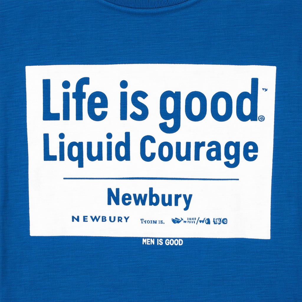 Life is good Men's Liquid Courage Newbury T-Shirt (Washed Blue)