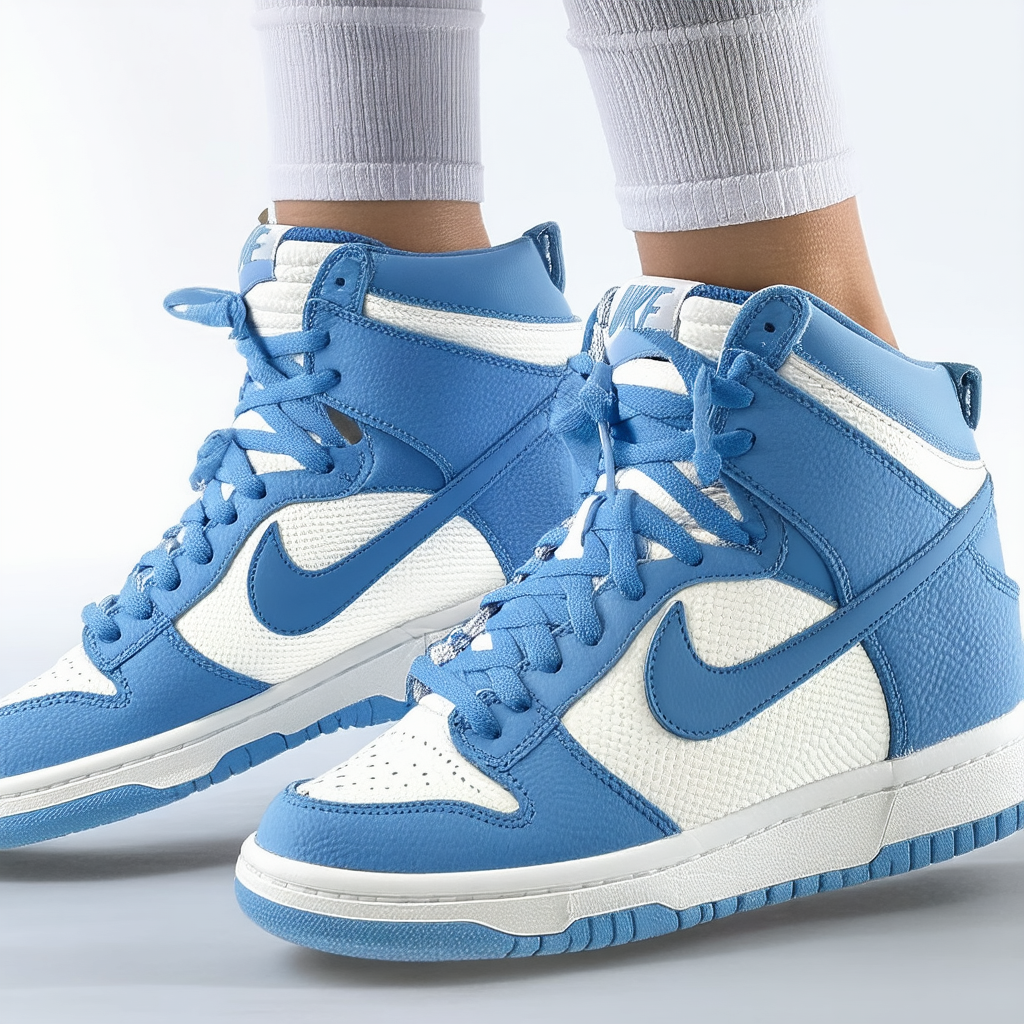 NIKE Dunk Sky HI Women's Shoes Wedge Color: Distance Blue/Sail 528899-400