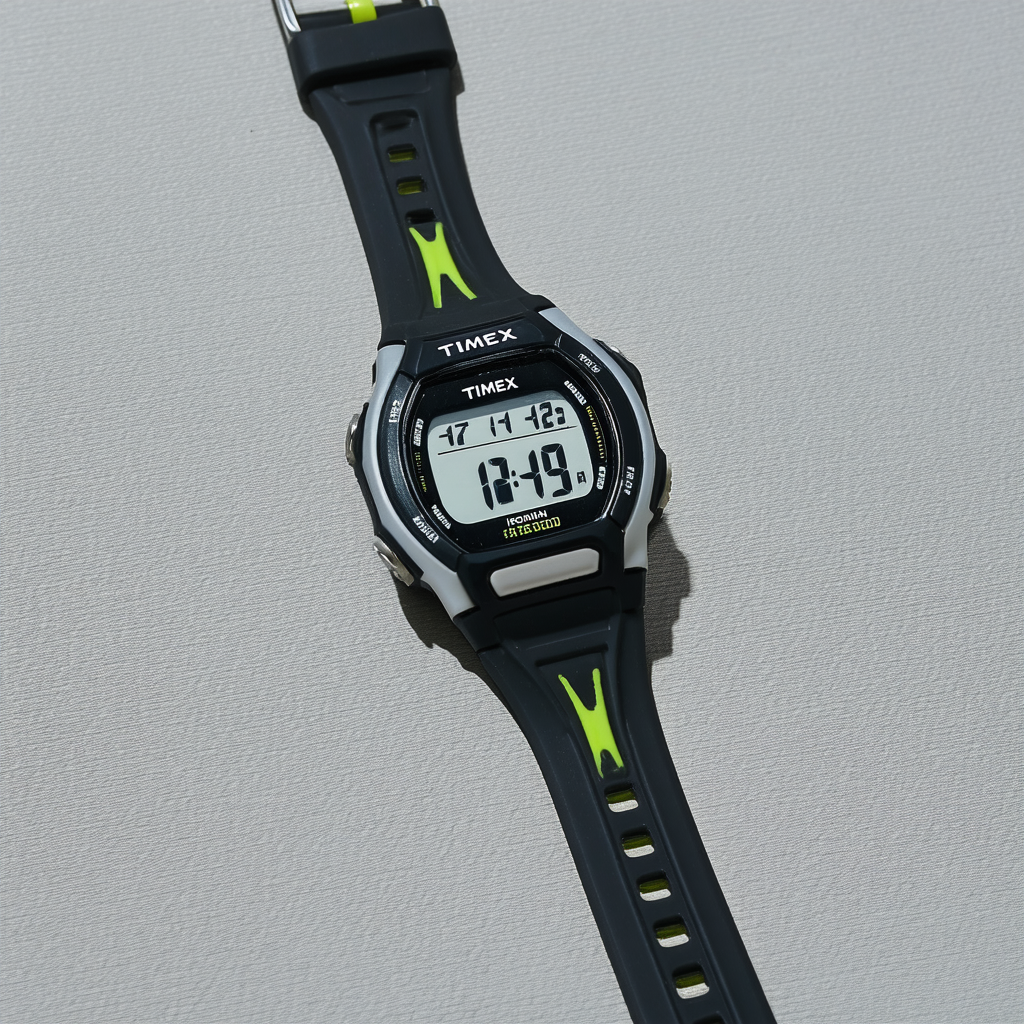 Timex Women's Ironman 30-Lap Digital Quartz Mid-Size Watch, Black/Silver-Tone/Lime - TW5K89800