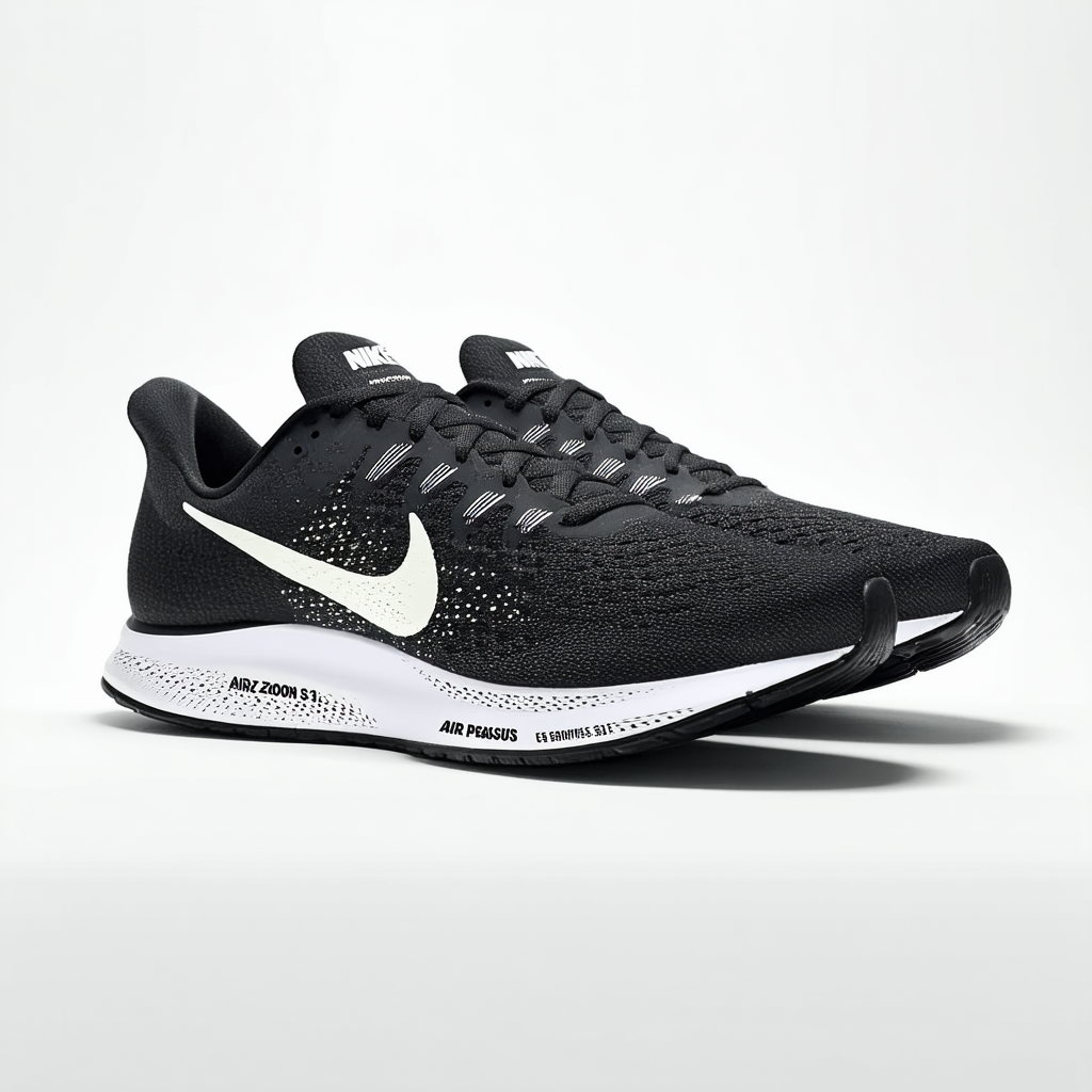 Nike Mens Air Zoom Pegasus 31 Running Shoes Black/White 652925-010 Size 10.5