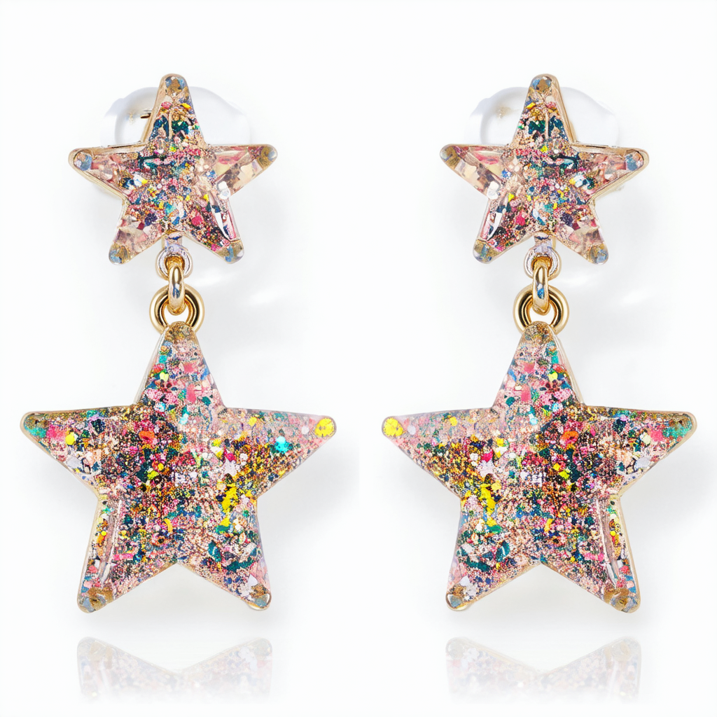 Betsey Johnson Confetti Lucite Star Drop Earrings