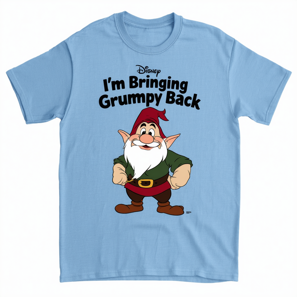 Disney I'm Bringing Grumpy Back Seven Dwarf Snow White Navy Cotton T-Shirt Large
