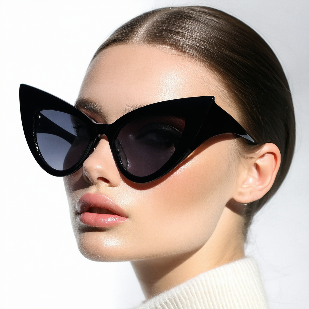 Women's Elegant High Fashion Winged Temple Cat Eye Sunglasses 54mm