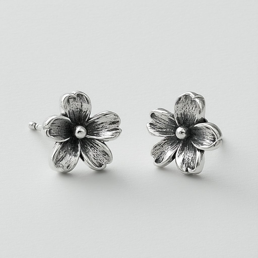 Lucky Brand "Wild Flower Ears" Silver-Tone Flower Earrings