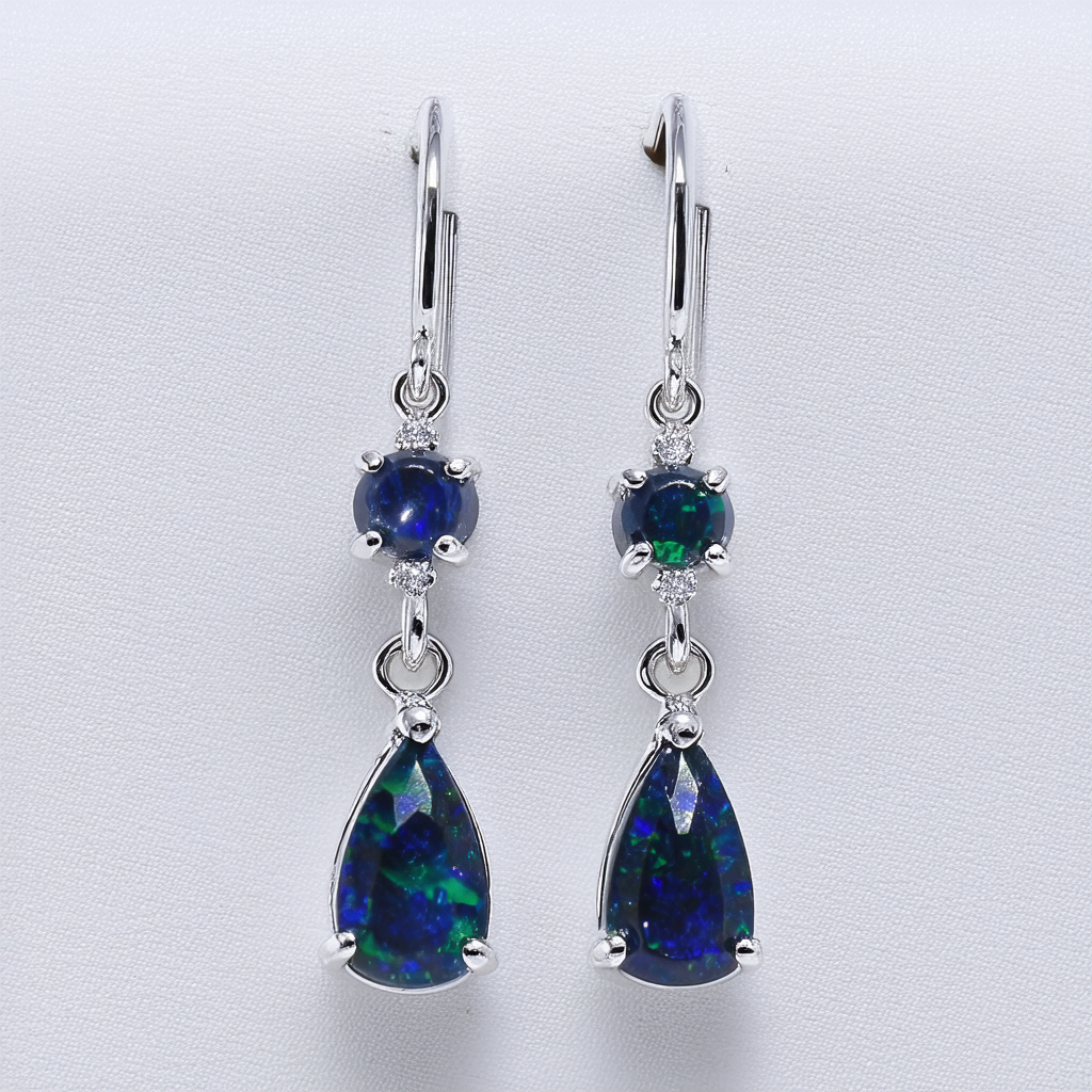 925 Sterling Silver Gemstone jewelry Natural Black Opal Beads Dangle hook Earring