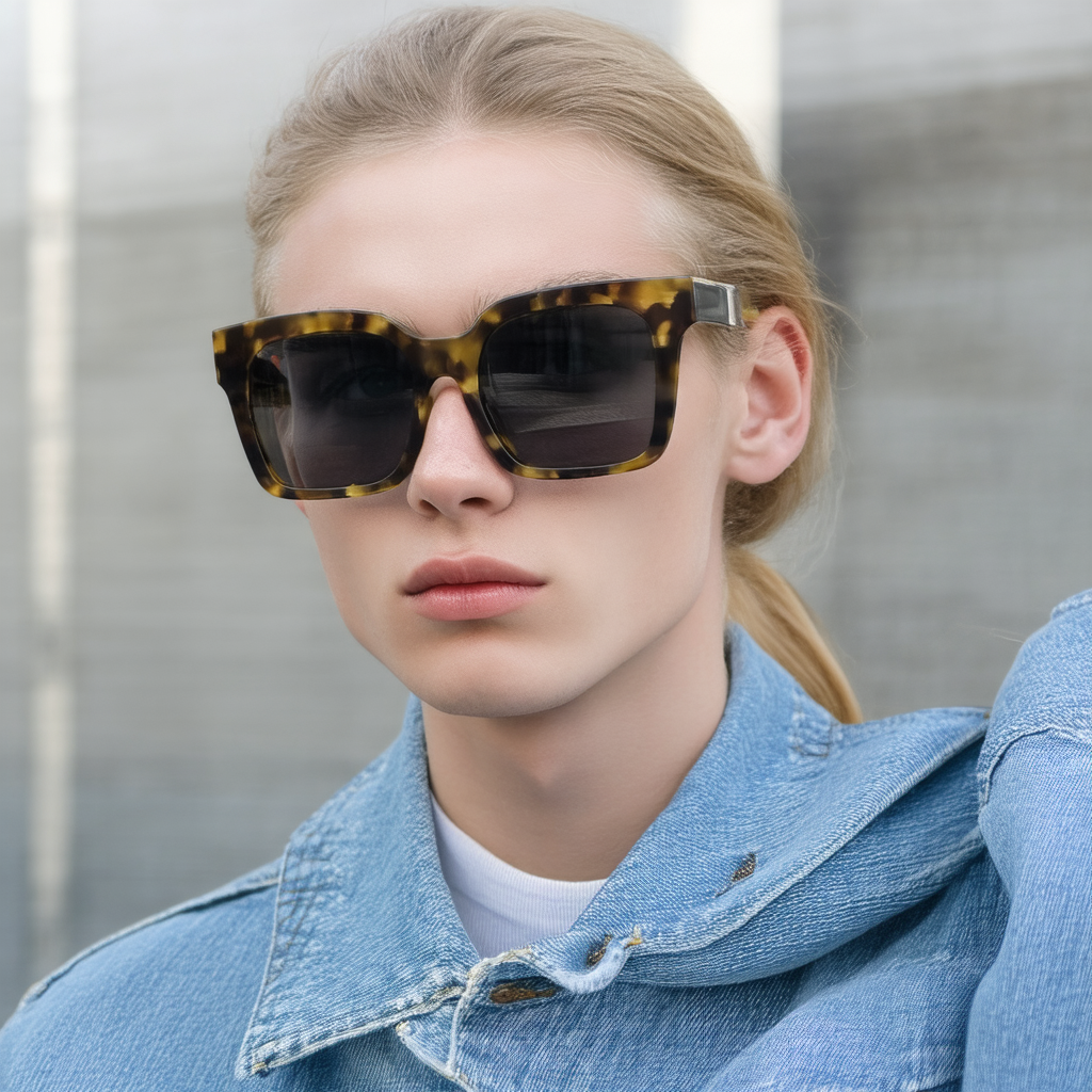 zeroUV - Classic Wide Arms Neutral Colored Square Lens Horn Rimmed Sunglasses 55mm