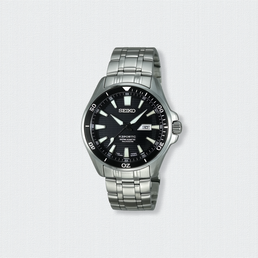 Seiko Neo Sports Kinetic Black Dial Stainless Steel Mens Watch SKA617
